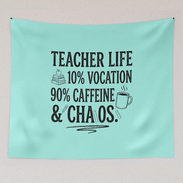 Item preview, Back to School Teacher Humor: 90% Caffeine & Chaos" designed and sold by CoffeeAndChao.