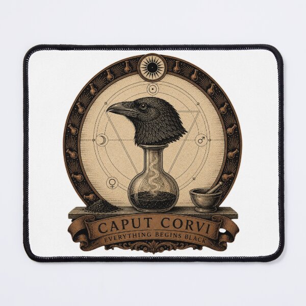 Item preview, Caput Corvi Alchemy Raven Head Nigredo Engraving designed and sold by Qorvun.