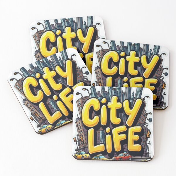 Item preview, City Life Urban Street Skyline Yellow Bubble Letters designed and sold by GlowAura7.