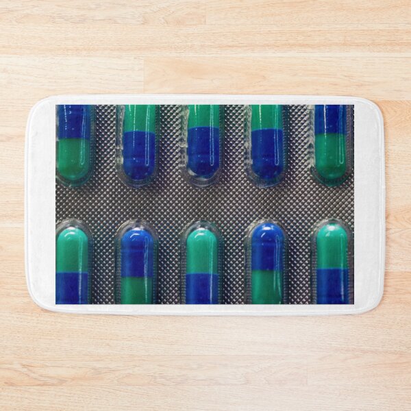 Item preview, Blue and Green Capsules in Blister Pack Close-Up, Medicine and Pharmaceutical Health Concept designed and sold by Nmallia.