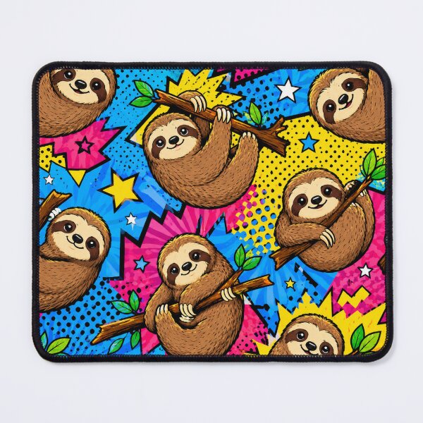 Item preview, Cute Sloth Pop Art Pattern Retro Wildlife Lover Graphic Tee designed and sold by TM DESIGNS AND MORE.