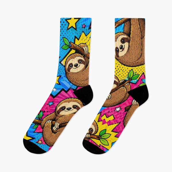 Item preview, Cute Sloth Pop Art Pattern Retro Wildlife Lover Graphic Tee designed and sold by TM DESIGNS AND MORE.
