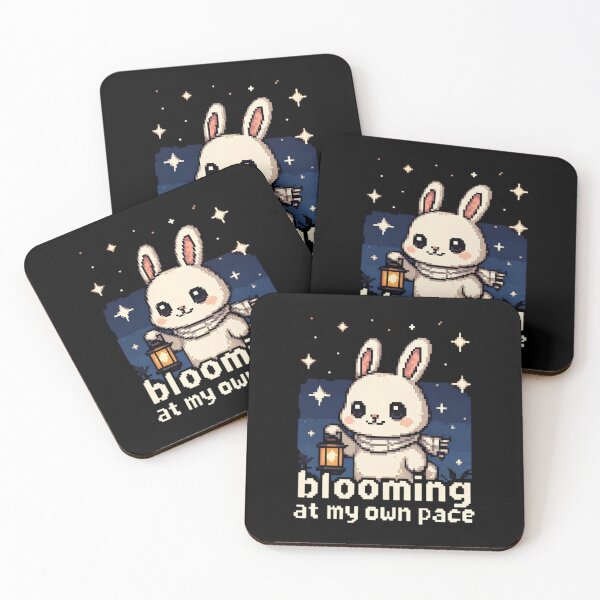 Item preview, BLOOMING AT MY OWN PACE - BUNNY RABBIT PIXEL ART designed and sold by BRIGHT BITS BOUTIQUE.