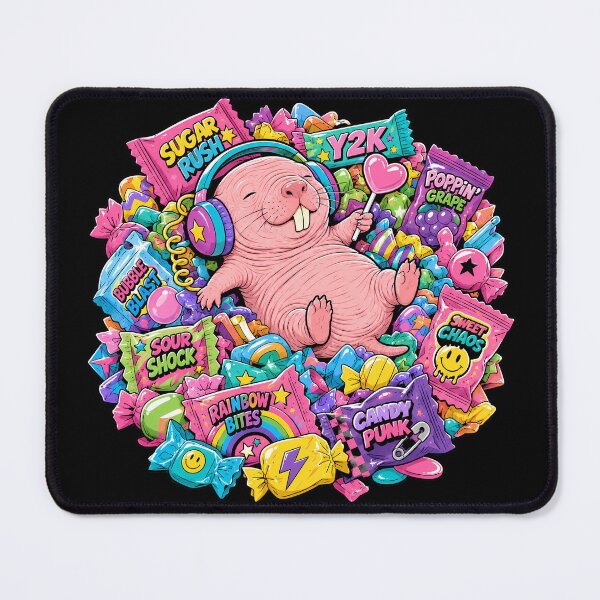 Item preview, Overstimulated But Unbothered Funny Naked Mole Rat Candy Punk designed and sold by LazyPaw Design.