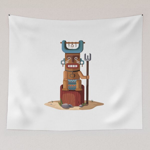 Item preview, Cute Tiki Totem Tribal Chief Illustration designed and sold by sinemosis.