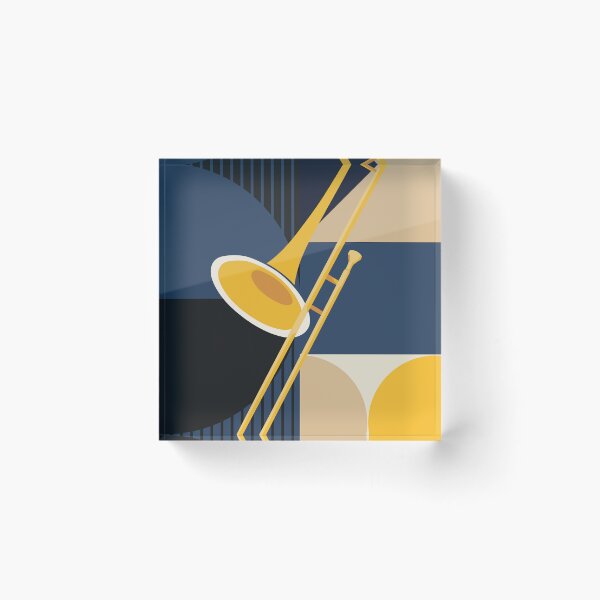 Item preview, Minimalist Bauhaus Trombone Print | Mid-Century Modern Jazz Art | Abstract Brass Instrument Print | Geometric Music Decor designed and sold by Studio pod Burom.