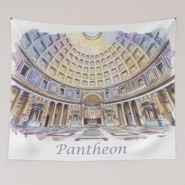 Item preview, Rome Italy Pantheon Interior Dome Watercolor Art designed and sold by NareArt.