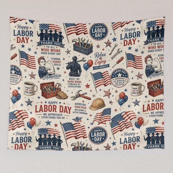 Item preview, Vintage Labor Day Workday Celebration Pattern designed and sold by Military Insignia Products.