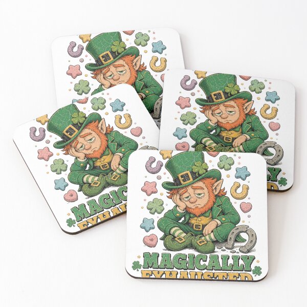 Item preview, Magically Exhausted Funny Leprechaun Tee designed and sold by CerealBoxInk.