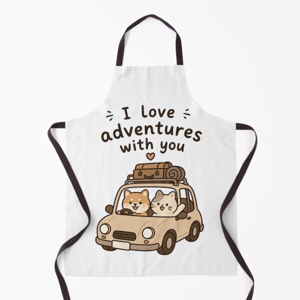 Item preview, I Love Adventures With You Cute Shiba Inu and Cat Road Trip Illustration designed and sold by jeshands.