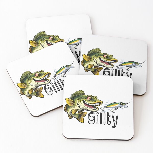 Item preview, Walleye Cartoon Illustration, Walleye chasing a fishing lure, text "Gillty". designed and sold by Art-Horizon.