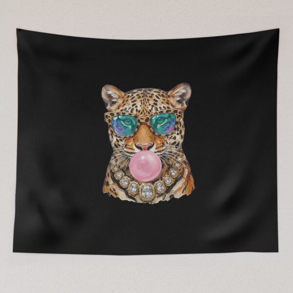 Item preview, Stylish Leopard with Sunglasses & Bubble Gum | Glam Animal Fashion designed and sold by Gbriel3.