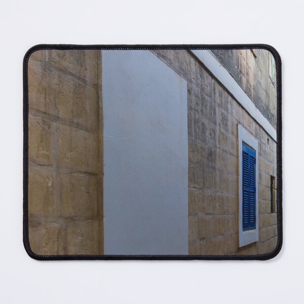 Item preview, Mediterranean Stone Alley With Blue Shutter Window, Textured Plaster and Narrow Passage designed and sold by Nmallia.