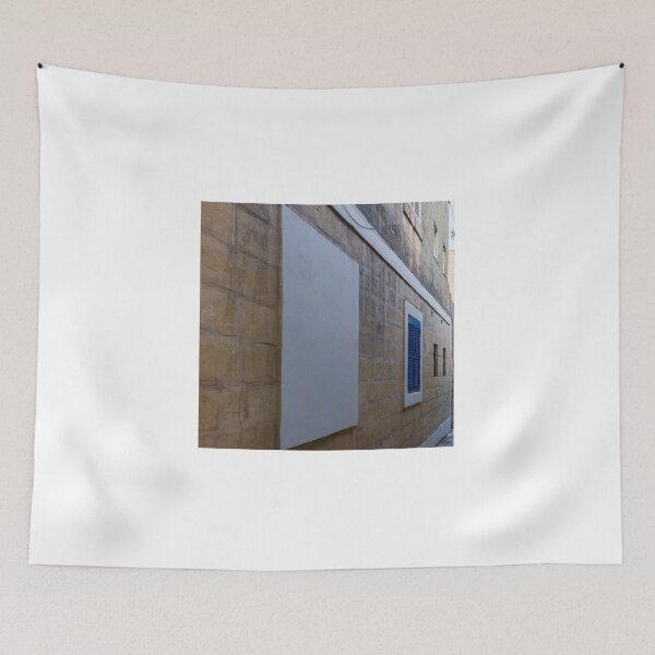 Item preview, Mediterranean Stone Alley With Blue Shutter Window, Textured Plaster and Narrow Passage designed and sold by Nmallia.