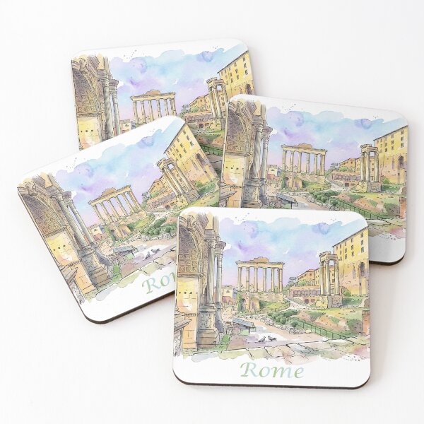Item preview, Rome Italy Roman Forum Arch Watercolor Art designed and sold by NareArt.