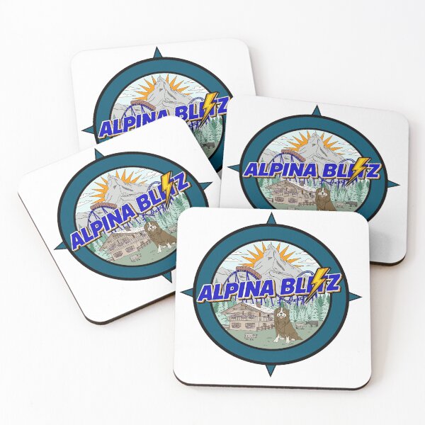 Artikelvorschau, Alpina Blitz Logo-Illustration – Nigloland Mega-Lite-Fahrgeschäft (Fan-Artwork für Freizeitparks) entworfen und verkauft von FoolishDreamers.