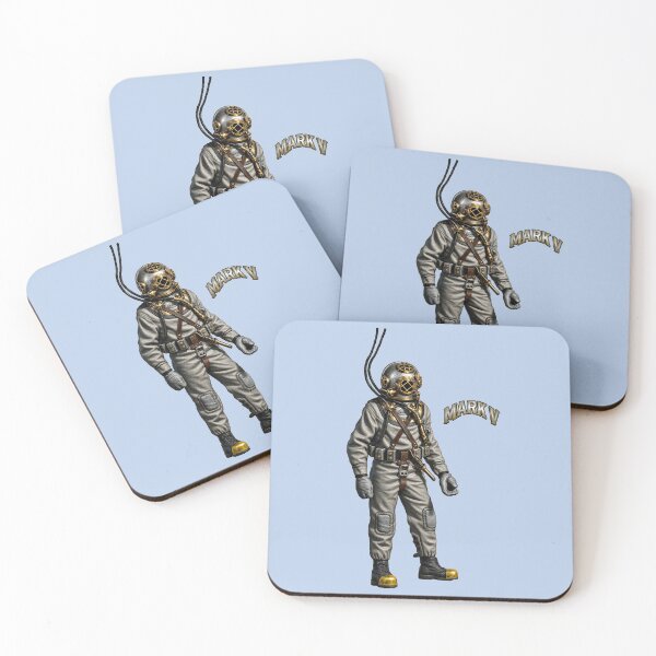 Item preview, Vintage Navy Diver Wearing a Mark V Diving Helmet and Suit URM designed and sold by urmaddad.