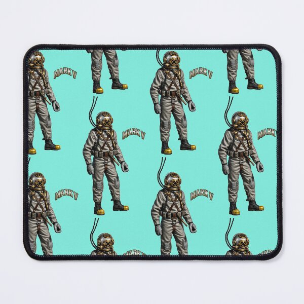 Item preview, Vintage Navy Diver Wearing a Mark V Diving Helmet and Suit URM designed and sold by urmaddad.
