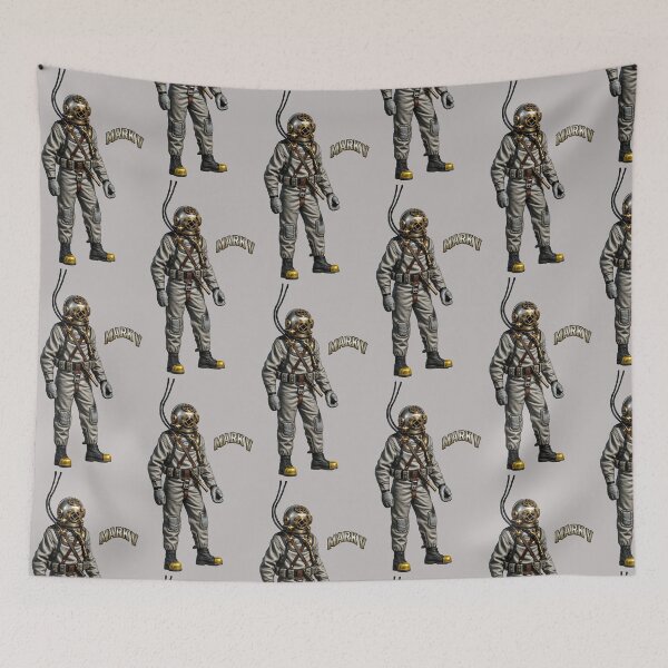 Item preview, Vintage Navy Diver Wearing a Mark V Diving Helmet and Suit URM designed and sold by urmaddad.