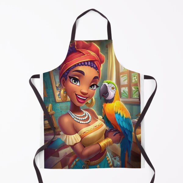 Item preview, Colorful woman with a parrot in a vibrant setting designed and sold by Artessie.