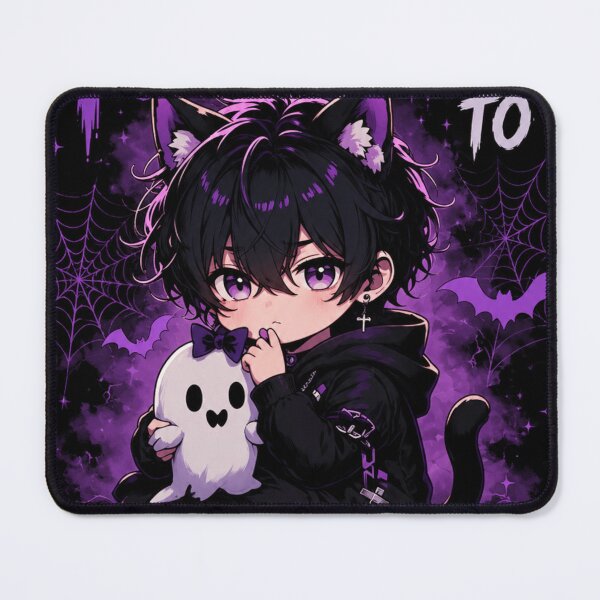 Item preview, Too Cute to Haunt – Kawaii Gothic Cat Boy Halloween Anime Chibi designed and sold by Revyra Design .