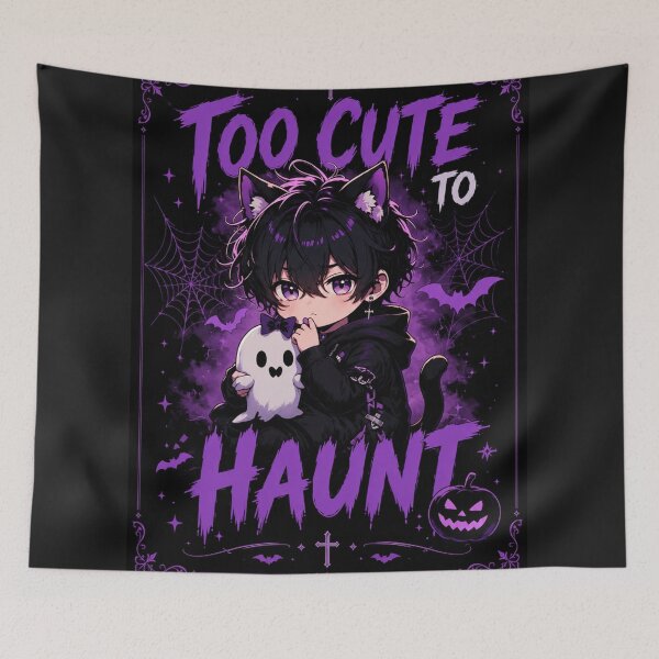 Item preview, Too Cute to Haunt – Kawaii Gothic Cat Boy Halloween Anime Chibi designed and sold by Revyra Design .