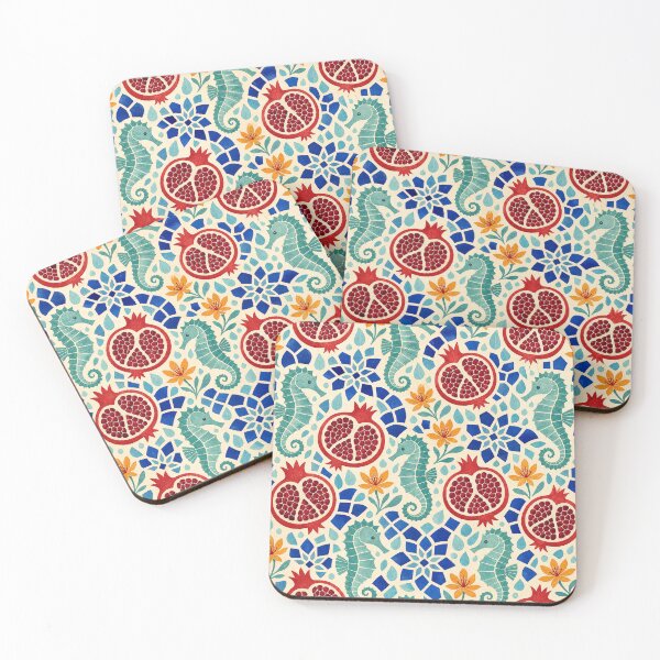 Item preview, Pomegranate Seahorse Mosaic Pattern designed and sold by aihrgdesign.