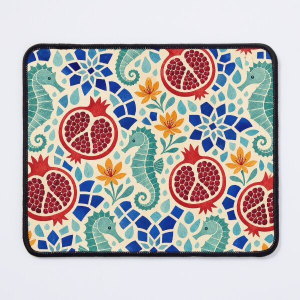 Item preview, Pomegranate Seahorse Mosaic Pattern designed and sold by aihrgdesign.