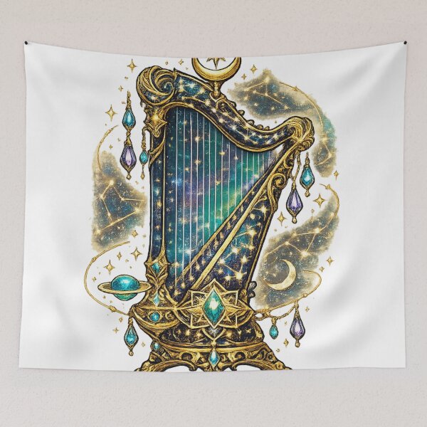 Item preview, Celestial Galaxy Harp | Mystic Cosmic Instrument | Fantasy Astrology Art designed and sold by irfanshikh.