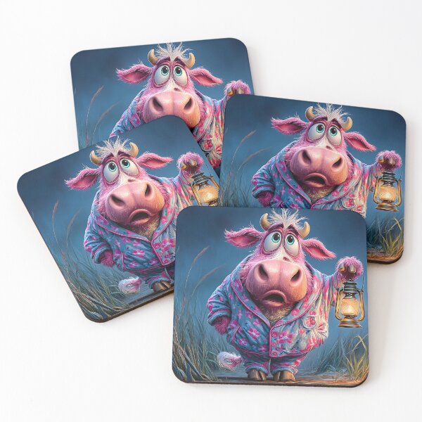 Item preview, A Cow in Pajamas Holding a Lantern at Night designed and sold by Artessie.