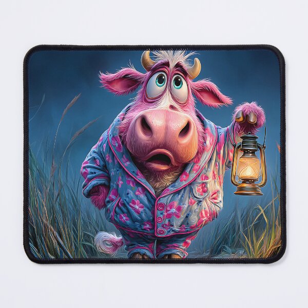 Item preview, A Cow in Pajamas Holding a Lantern at Night designed and sold by Artessie.