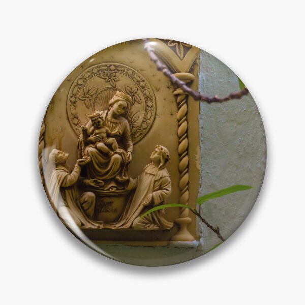 Item preview, Madonna and Child Stone Relief on Garden Wall Surrounded by Green Leaves and Vines designed and sold by Nmallia.