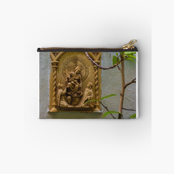 Item preview, Madonna and Child Stone Relief on Garden Wall Surrounded by Green Leaves and Vines designed and sold by Nmallia.