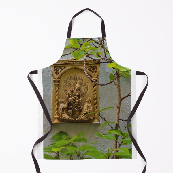 Item preview, Madonna and Child Stone Relief on Garden Wall Surrounded by Green Leaves and Vines designed and sold by Nmallia.