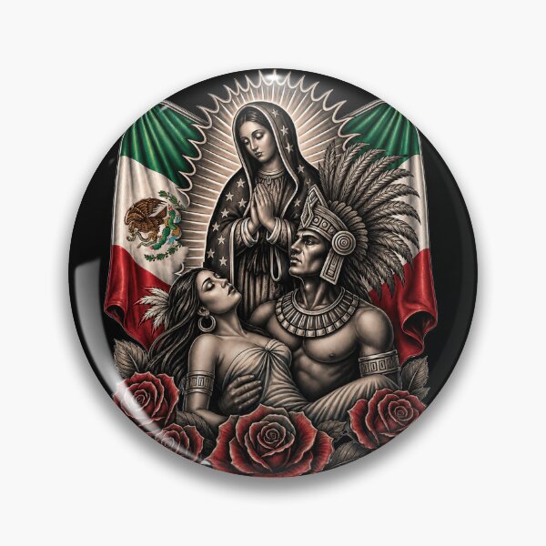 Item preview, Virgen De Guadalupe Aztec Warrior Mexico Mexican Flag  designed and sold by HechoEnAztlan.