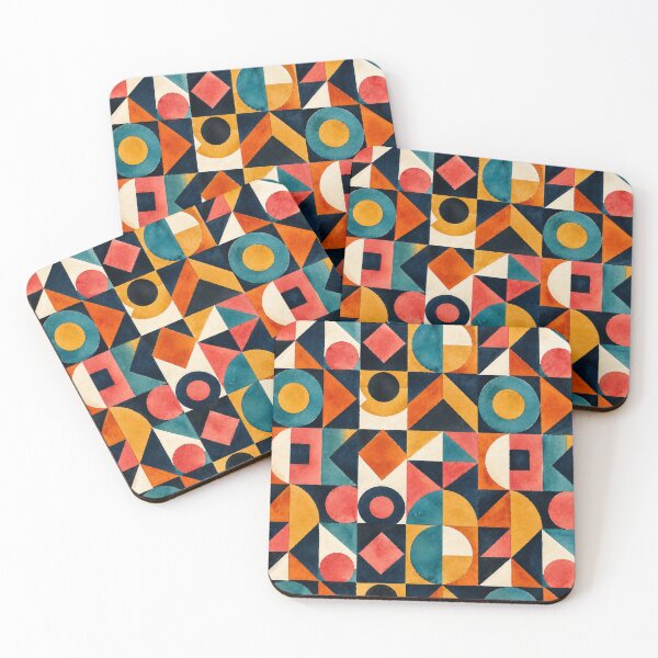 Item preview, Watercolor Geometric Mosaic Pattern Mid Century Abstract Design designed and sold by TM DESIGNS AND MORE.