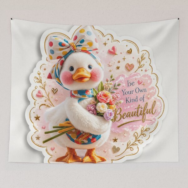 Item preview, Cute Floral Duck Sticker | Be Your Own Kind of Beautiful | Kawaii Plush Art designed and sold by Arts121.