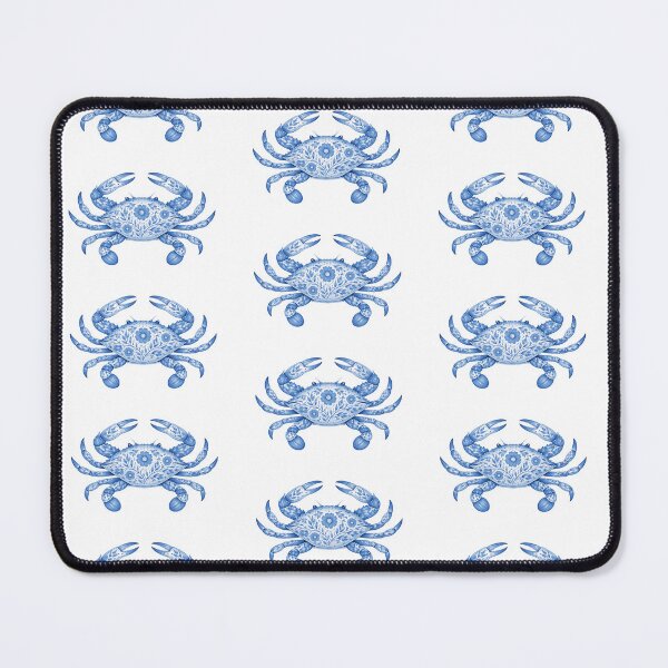 Item preview, Blue Floral Art Crab Nautical Floral Fish Design designed and sold by NeedleCompass.