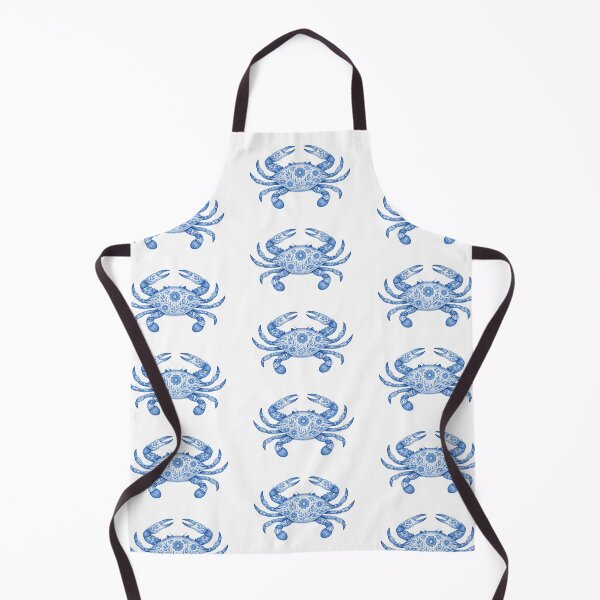 Item preview, Blue Floral Art Crab Nautical Floral Fish Design designed and sold by NeedleCompass.
