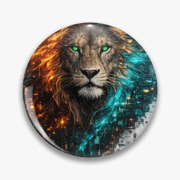 Item preview, Cyber Lion Digital Glitch Portrait designed and sold by CodePaws Creations.