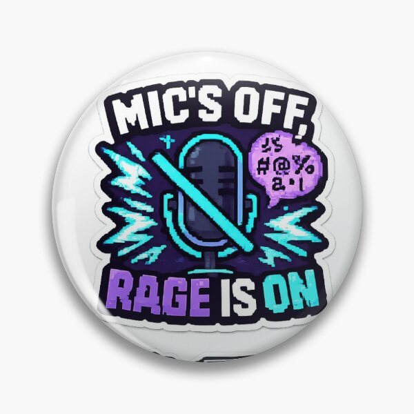 Item preview, Mic's Off, Rage Is On Gaming Sticker | Funny Gamer Mic Mute Die-Cut Sticker designed and sold by AdityaKumarDas.