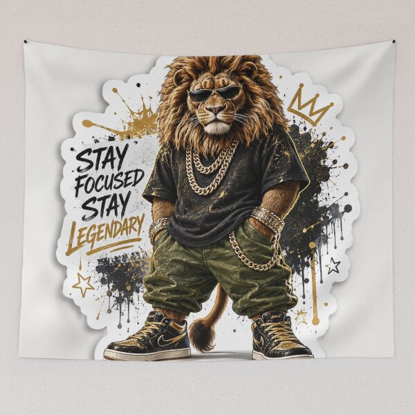 Item preview, Street King Lion Sticker | Stay Focused Stay Legendary | Urban Graffiti Animal Art designed and sold by Arts121.
