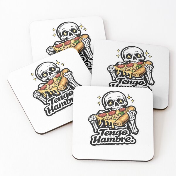 Item preview, Lindo esqueleto chibi comiendo pizza – "Tengo Hambre" Pegatina divertida en español | Kawaii Skull Pizza Lover | designed and sold by SkeletonMood.