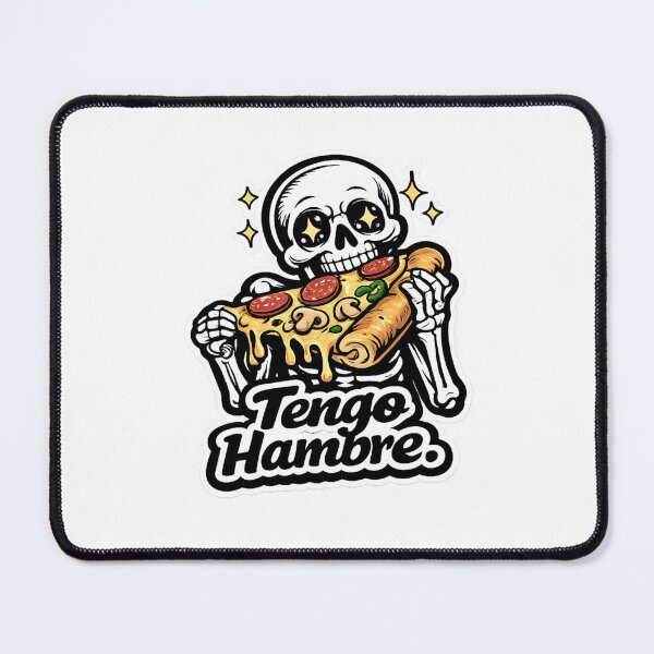 Item preview, Cute Chibi Skeleton Eating Pizza – "Tengo Hambre" Funny Spanish Sticker | Kawaii Skull Pizza Lover | designed and sold by SkeletonMood.