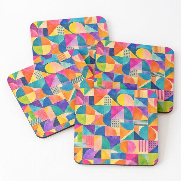 Item preview, Vibrant Watercolor Geometric Mosaic Mid Century Abstract Art designed and sold by TM DESIGNS AND MORE.