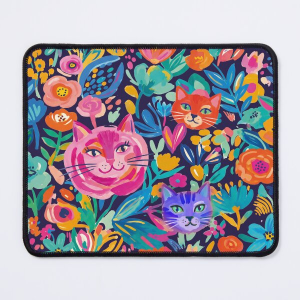 Artikelvorschau, Moderne abstrakte Katzen in einem Blumenmuster entworfen und verkauft von Mevissart.