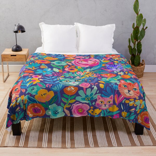 Item preview, Modern abstract cats in a flowers pattern designed and sold by Mevissart.