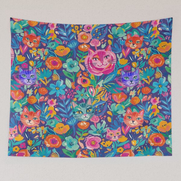 Item preview,  Modern abstract cats in a flowers pattern  designed and sold by Mevissart.