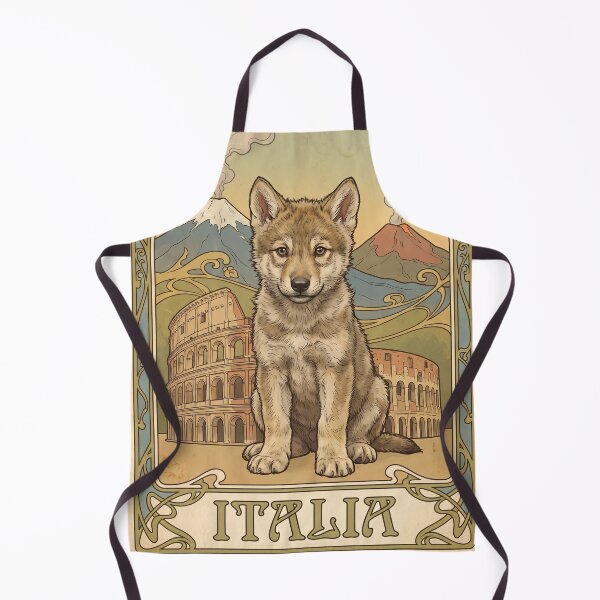 Item preview, ITALIA Travel Illustration - Art Nouveau Wolf Sitting designed and sold by ZUMERI.