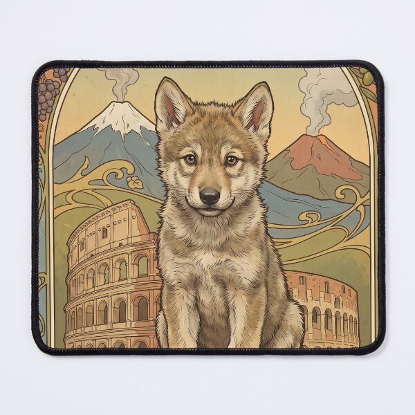 Item preview, ITALIA Travel Illustration - Art Nouveau Wolf Sitting designed and sold by ZUMERI.